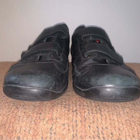 Prada Men's Black Leather Strap Sneakers - Picture 6 of 15